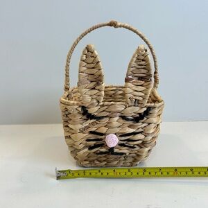 Woven Bunny Ear Basket with Pink Accent